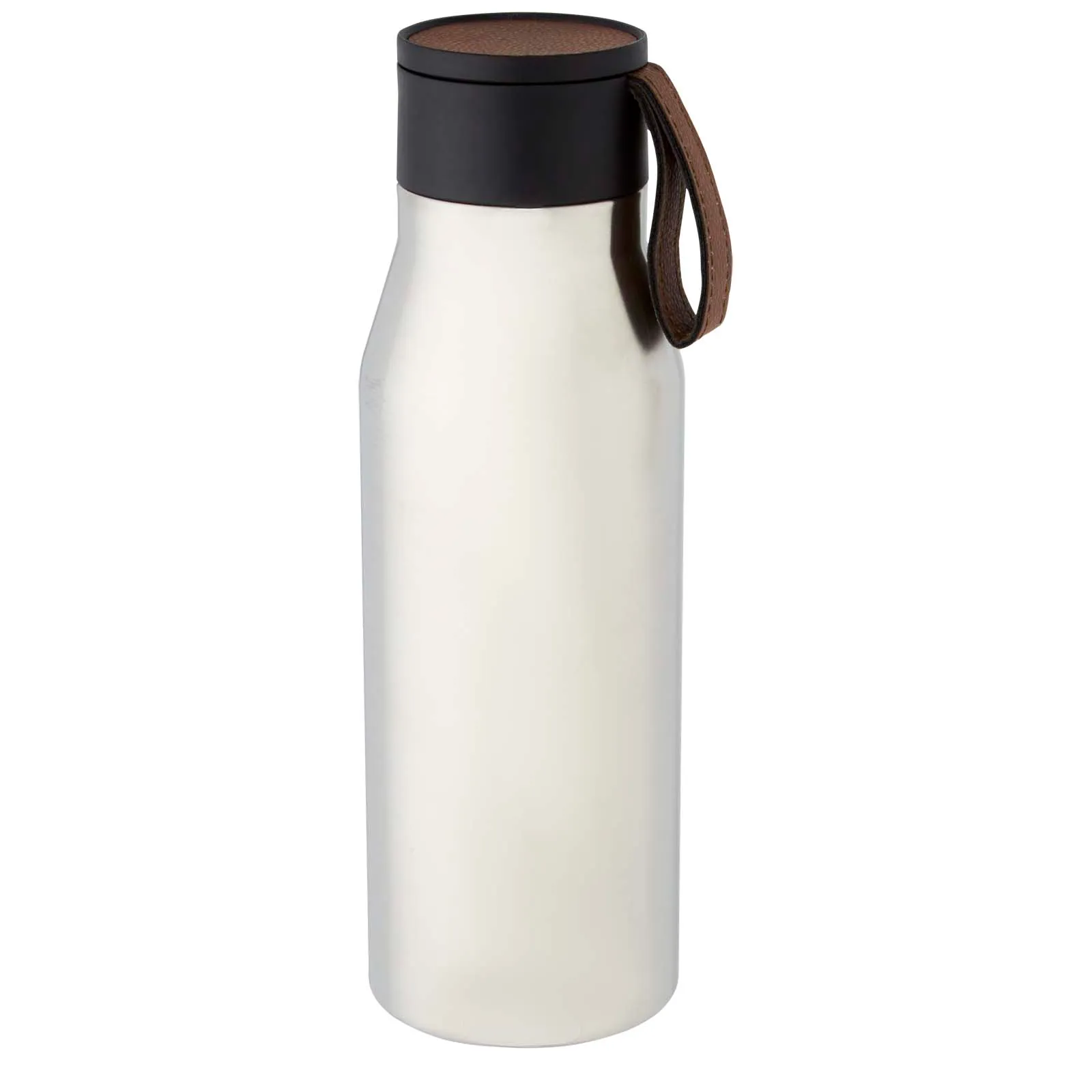 Ljungan koperen vacuüm geïsoleerde roestvrijstalen fles van 500 ml met PU leren band en deksel Zilver