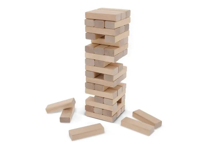 Houten toren spel in katoenen etui