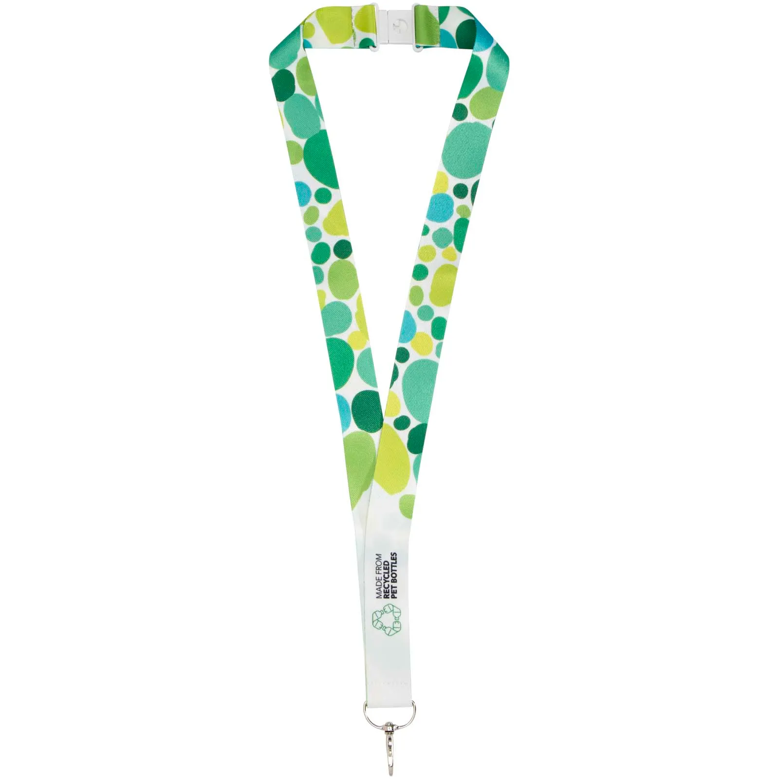 Addie gerecycled PET lanyard met safety breakaway sluiting Wit