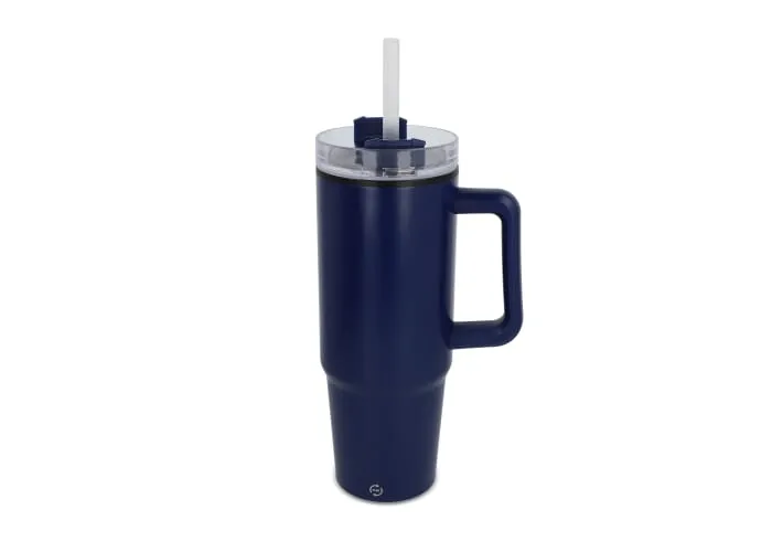 Miami beker met handvat en rietje 800ml Donkerblauw