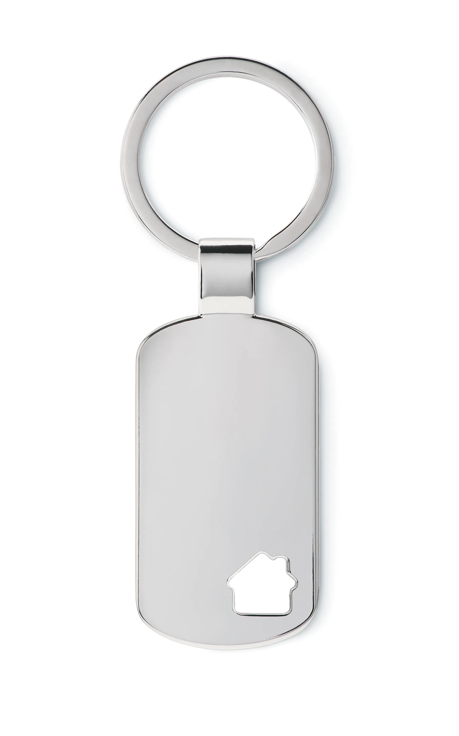 Metalen sleutelhanger, huisje Mat Zilver