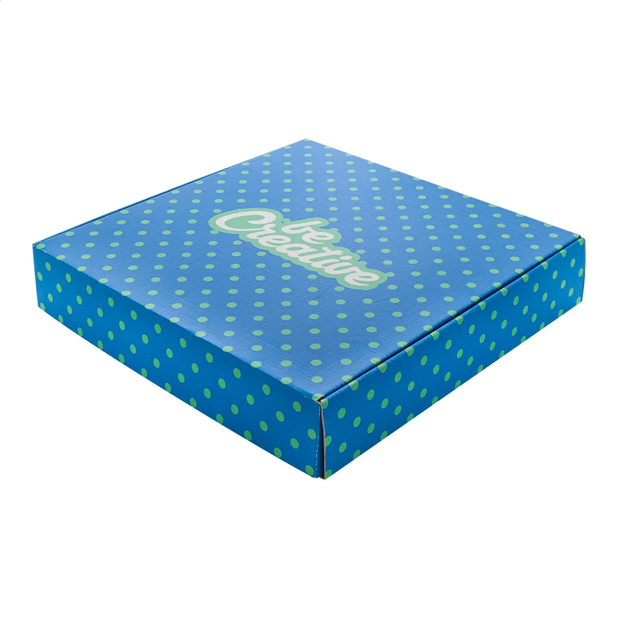 Blauwe CreaBox Post Slim L brievenbusdoos met groen stippenpatroon
