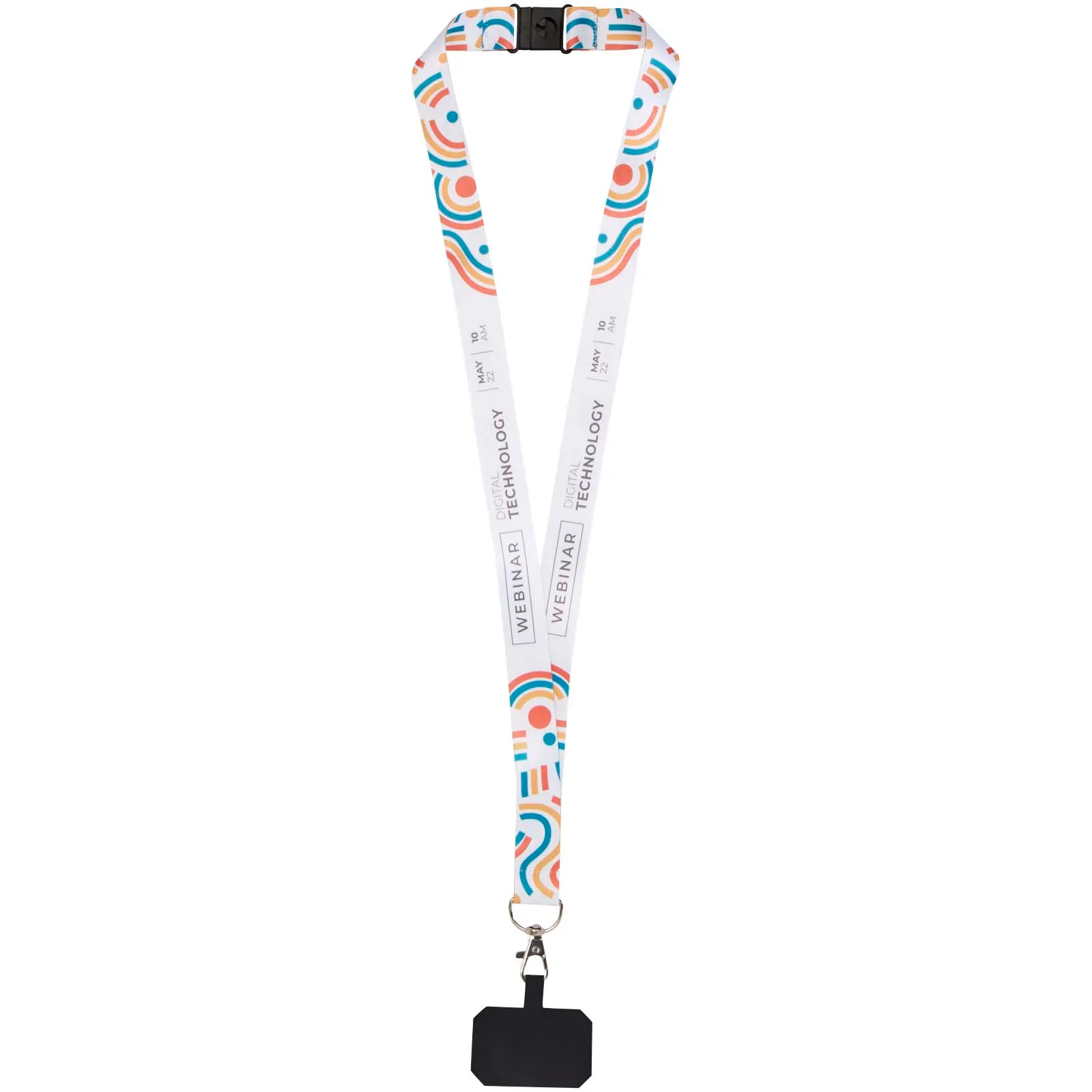 Addie sublimatie lanyard met telefoonhouder en veiligheidssluiting Zwart