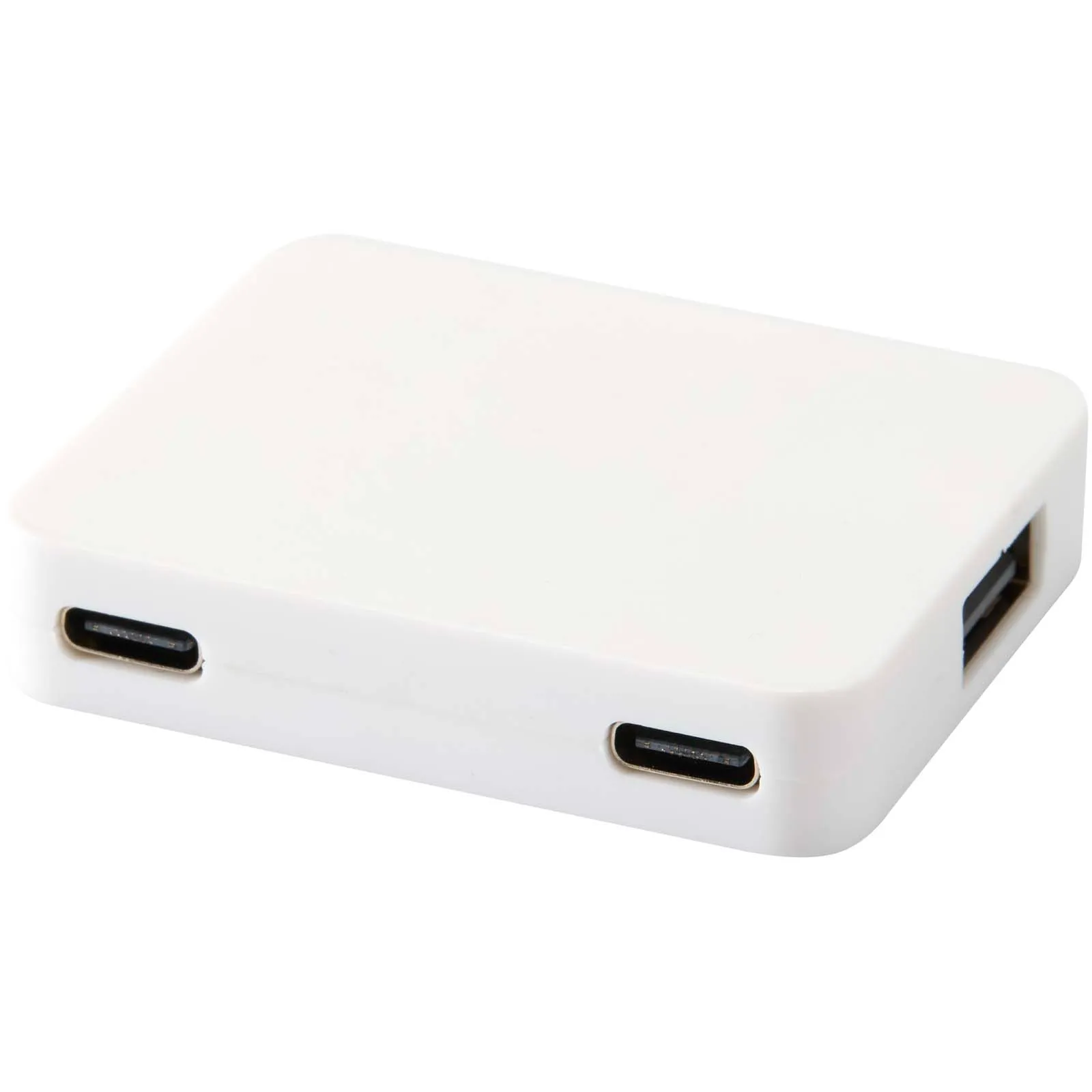 Gaia 4 poorts USB hub met uitgangen voor USB-A en Type-C en dubbele ingang van gerecycled plastic Wit