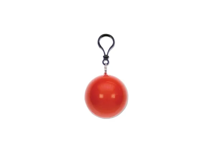 Bal met regenponcho Rood
