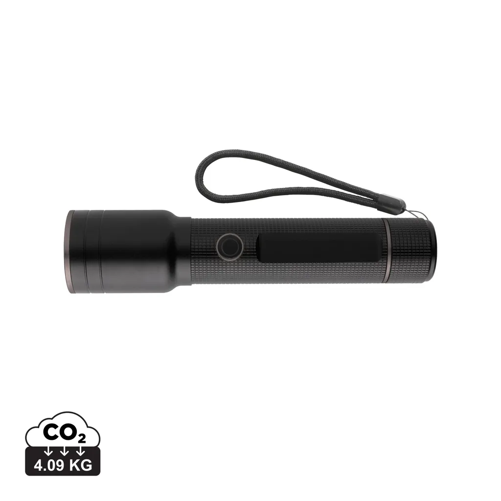 RCS gerecycled aluminium heavy duty USB-oplaadbare zaklamp zwart
