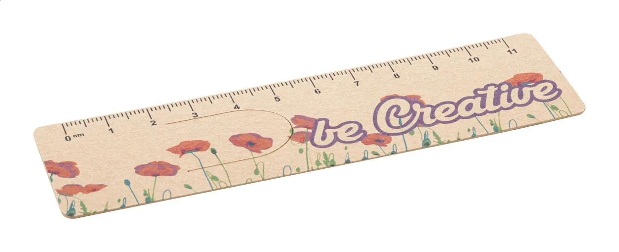Natuurlijke papieren bladwijzer met liniaal en bloemenprint