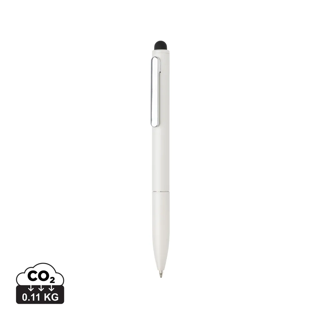 Kymi RCS-gecertificeerde gerecycled aluminium pen met stylus wit