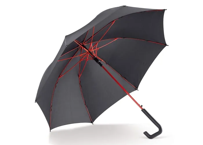 Stokparaplu 23” auto open Zwart / Rood