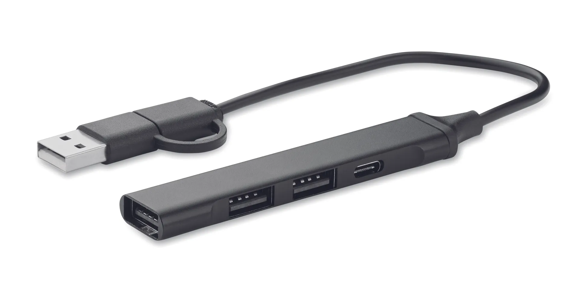 USB 4-poorts hub 19 cm Zwart