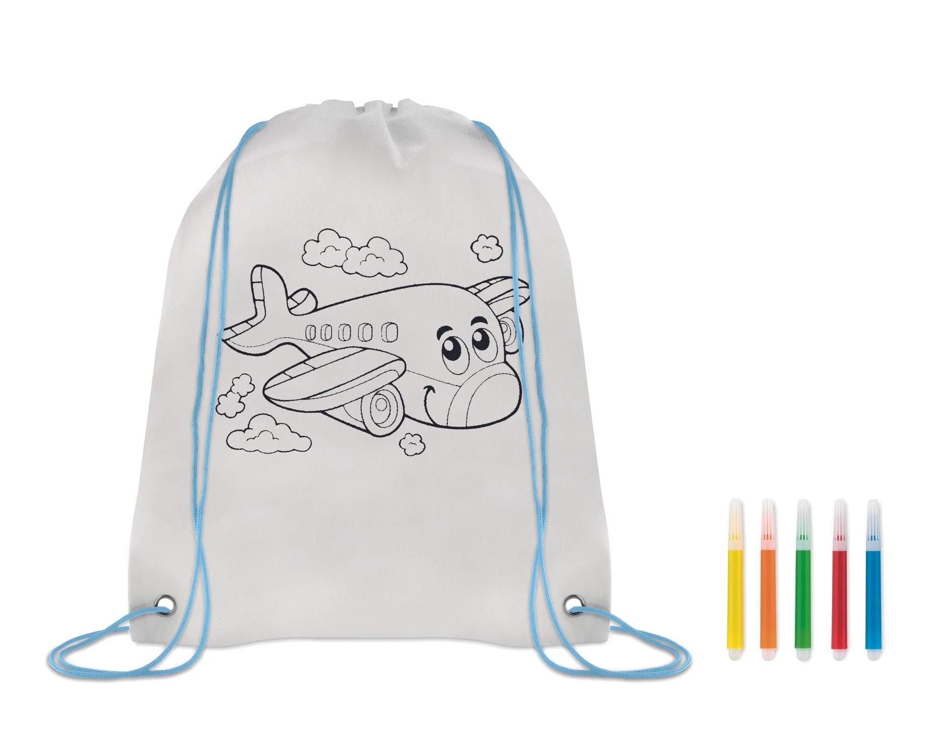 Non-woven trekkoord rugzak Babyblauw