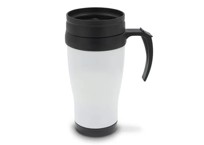 Koffiebeker metaal 350ml Donker bruin / Wit