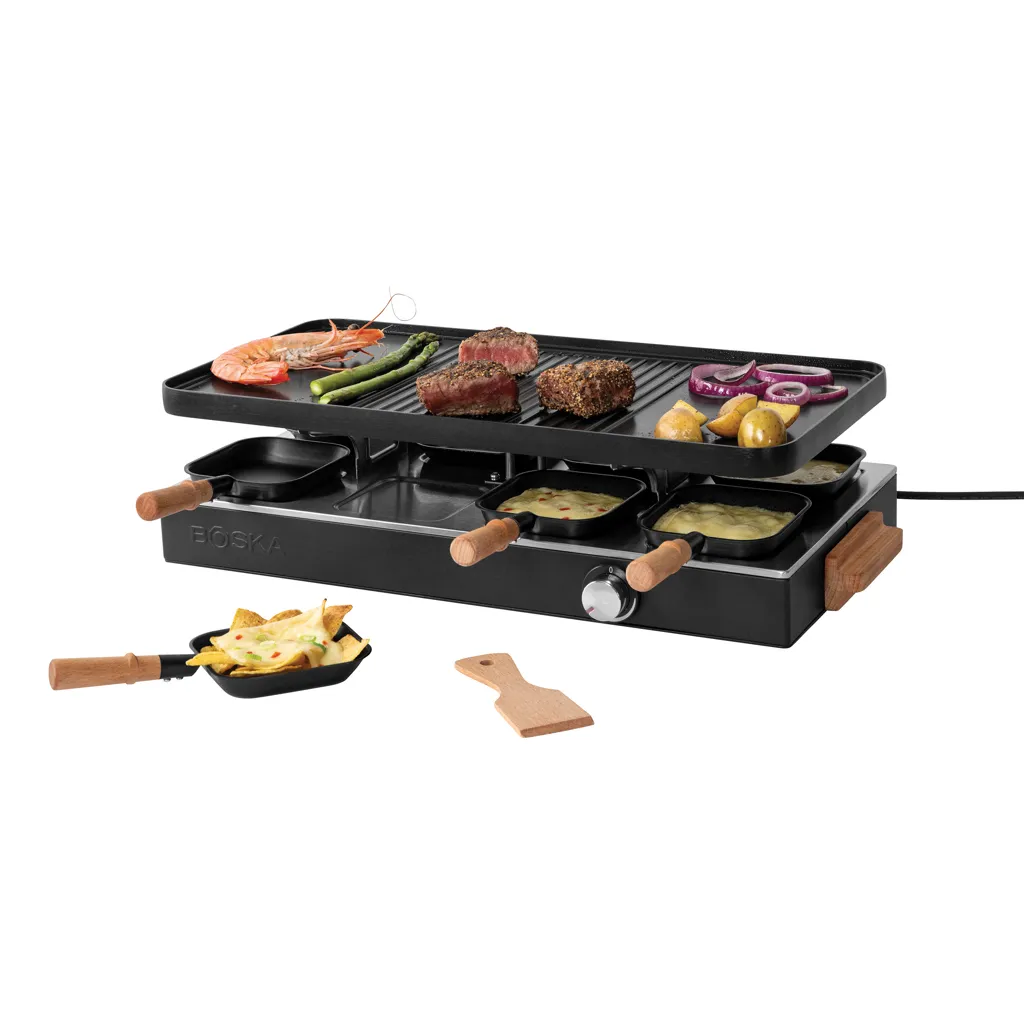 BOSKA Raclette Gourmet Party, 8 Personen (EU Type F) zwart