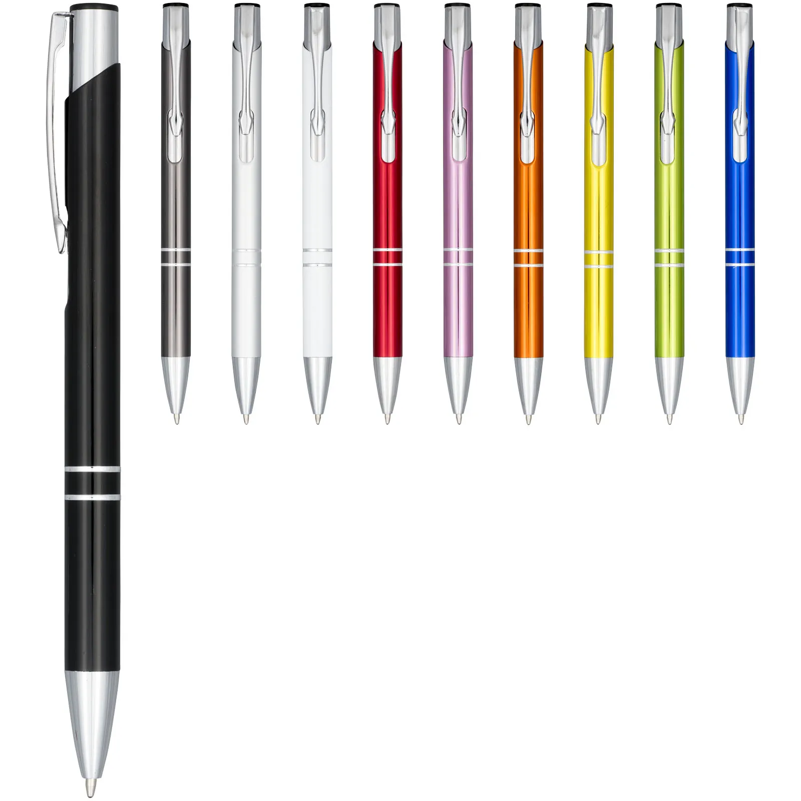 Moneta geanodiseerde aluminium balpen met klikmechanisme (zwarte inkt) Rood