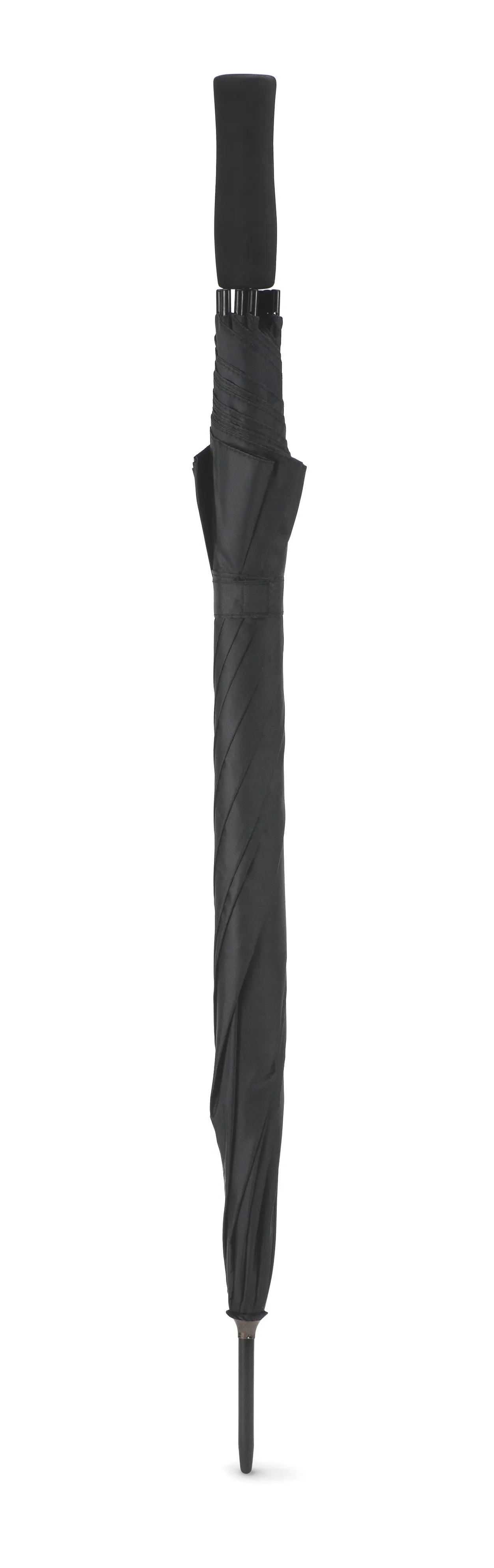 Zwarte paraplu van 23 inch, geschikt voor bedrukking met logo.