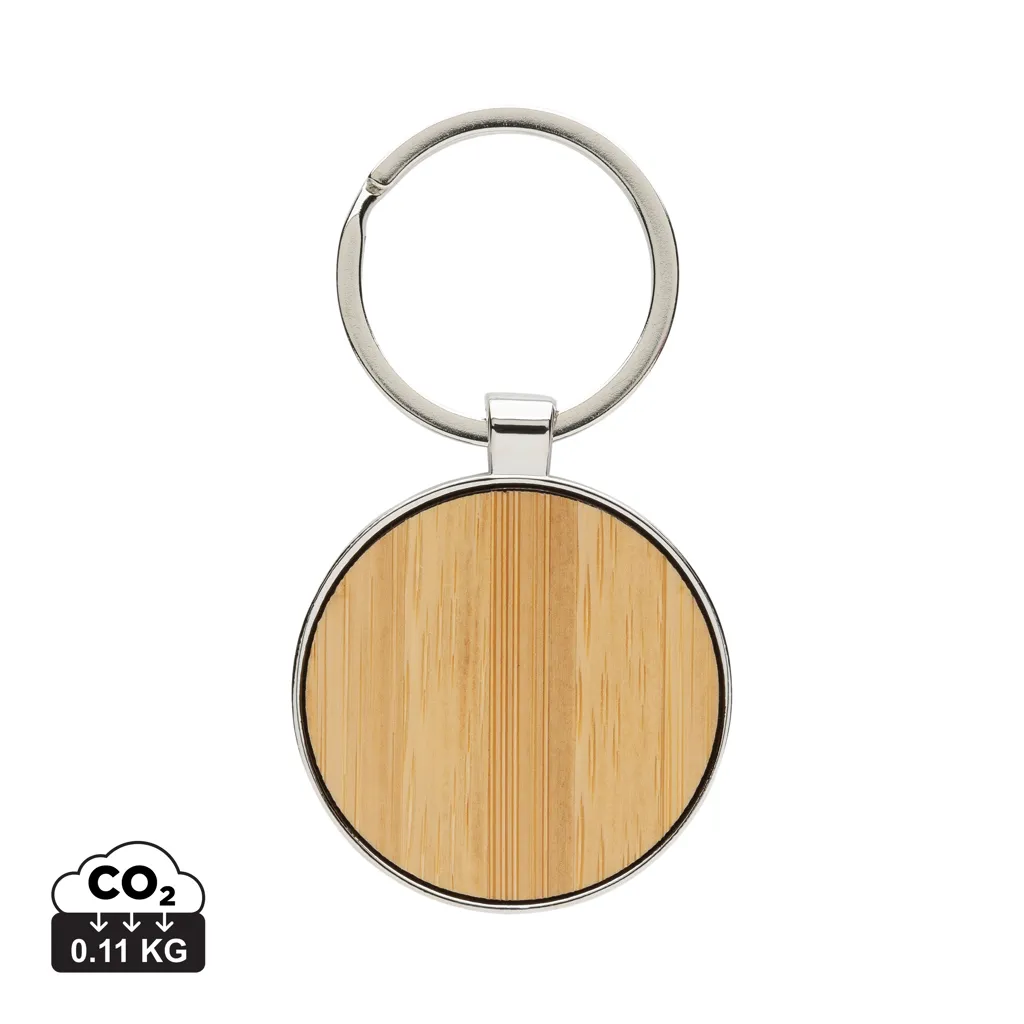 RCS sleutelhanger van gerecyclede zinc alloy met bamboe zilver