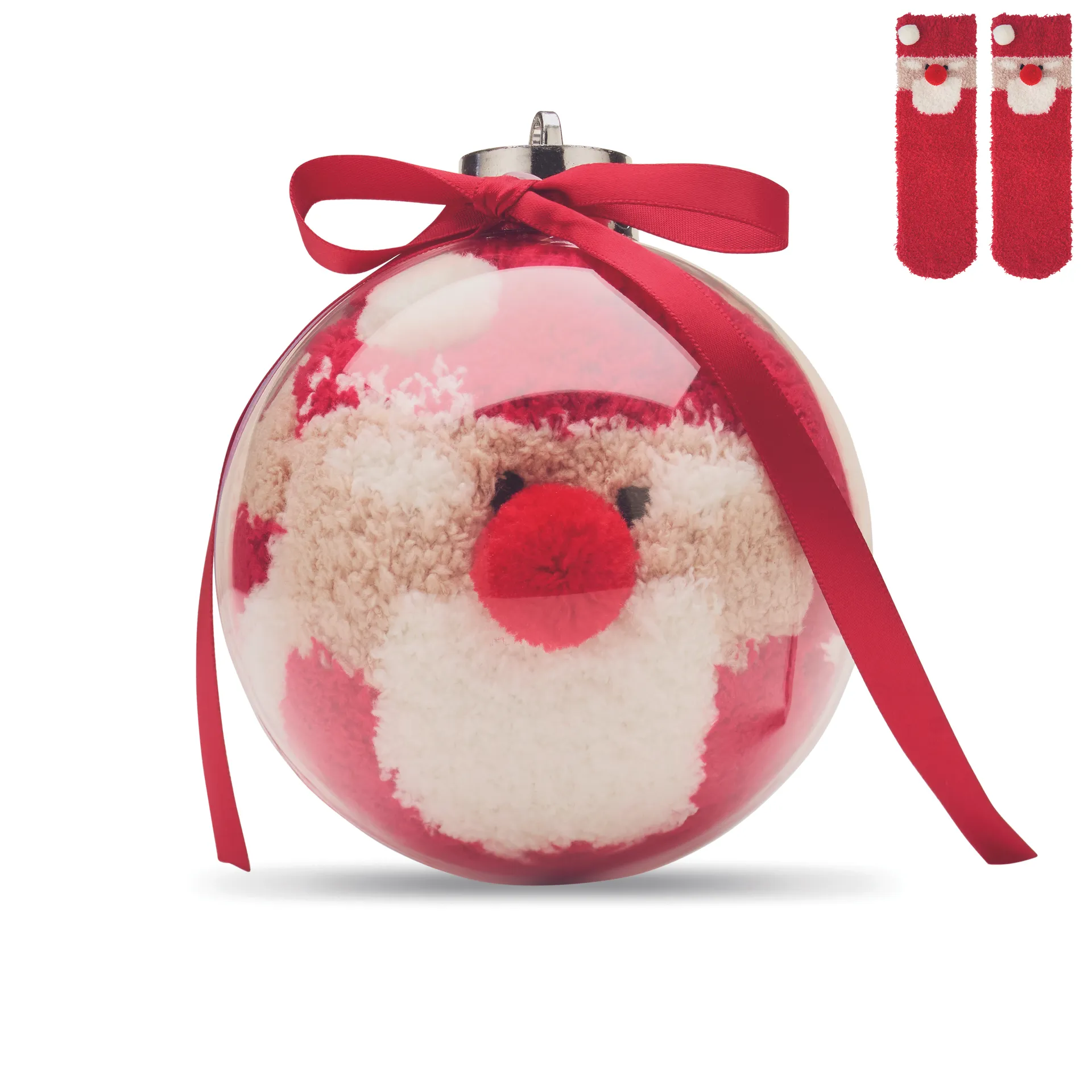 Kerstman sokken balornament Rood