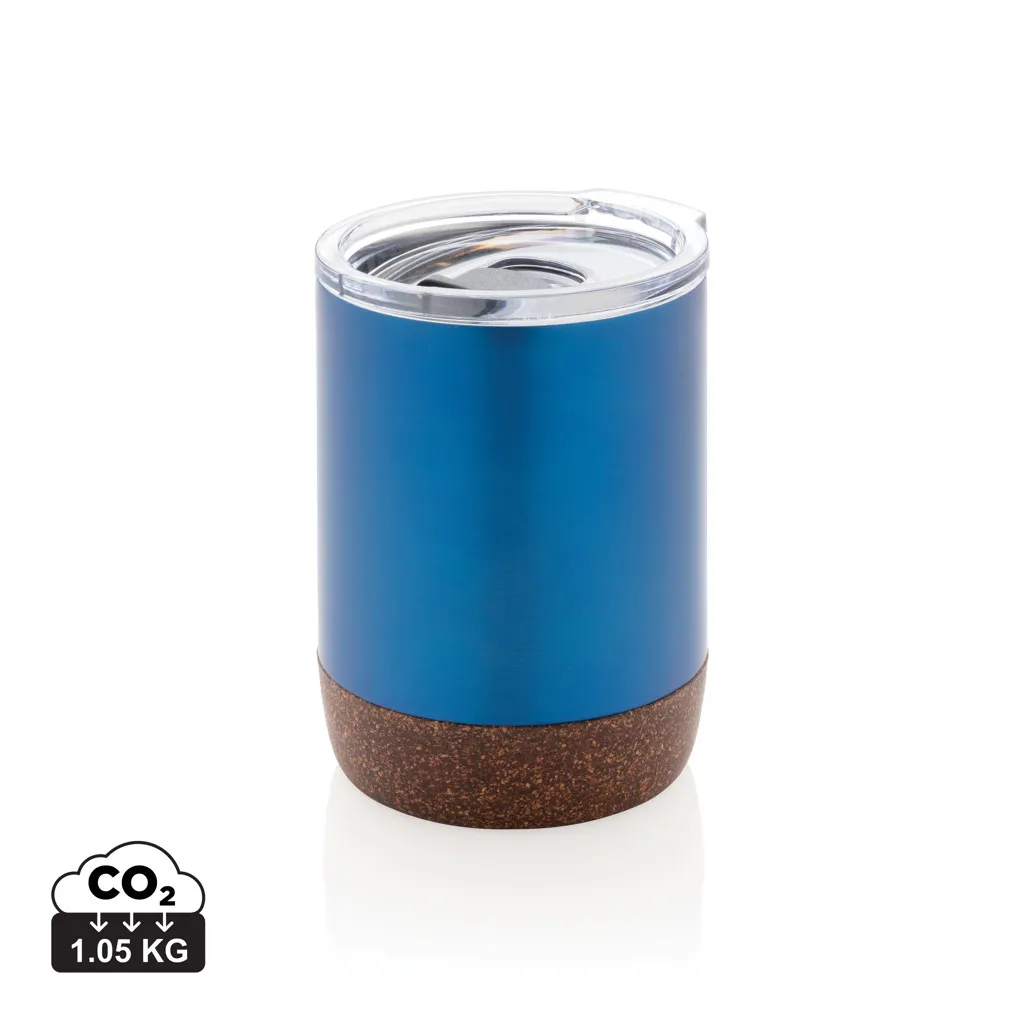 RCS gerecycled roestvrijstalen koffiebeker met kurk blauw