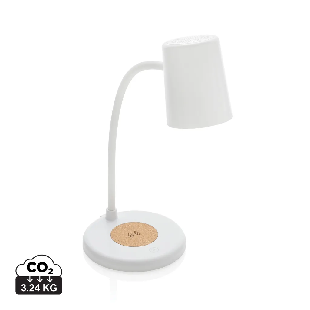 Zenara RCS 15W draadloze bureaulamp van gerecycled plastic wit
