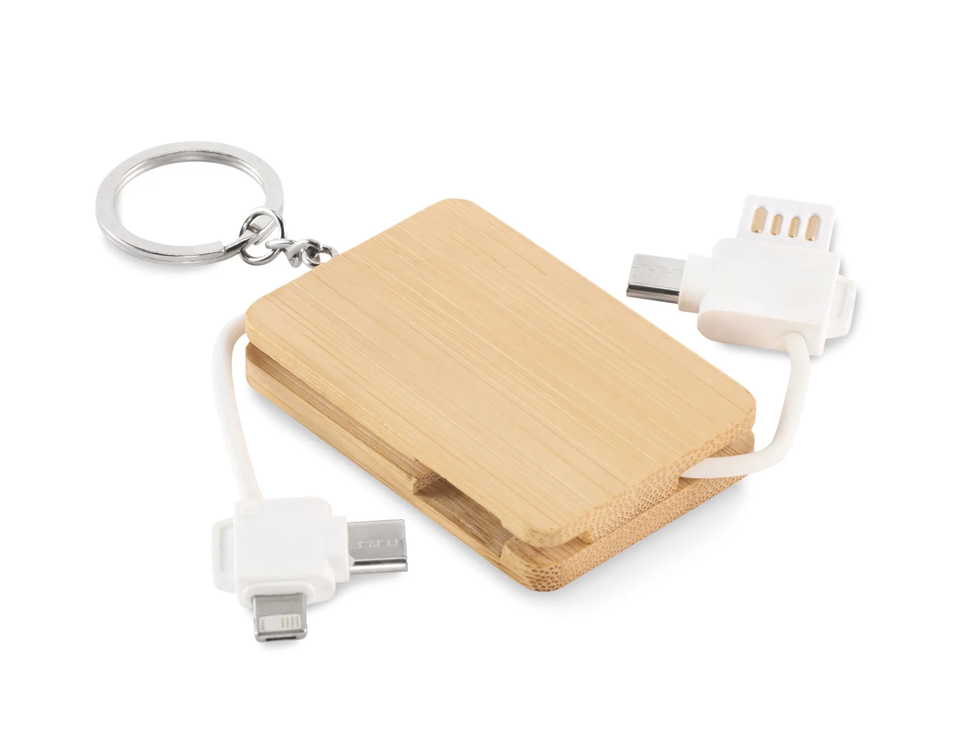 Sleutelhanger oplaadkabel Hout