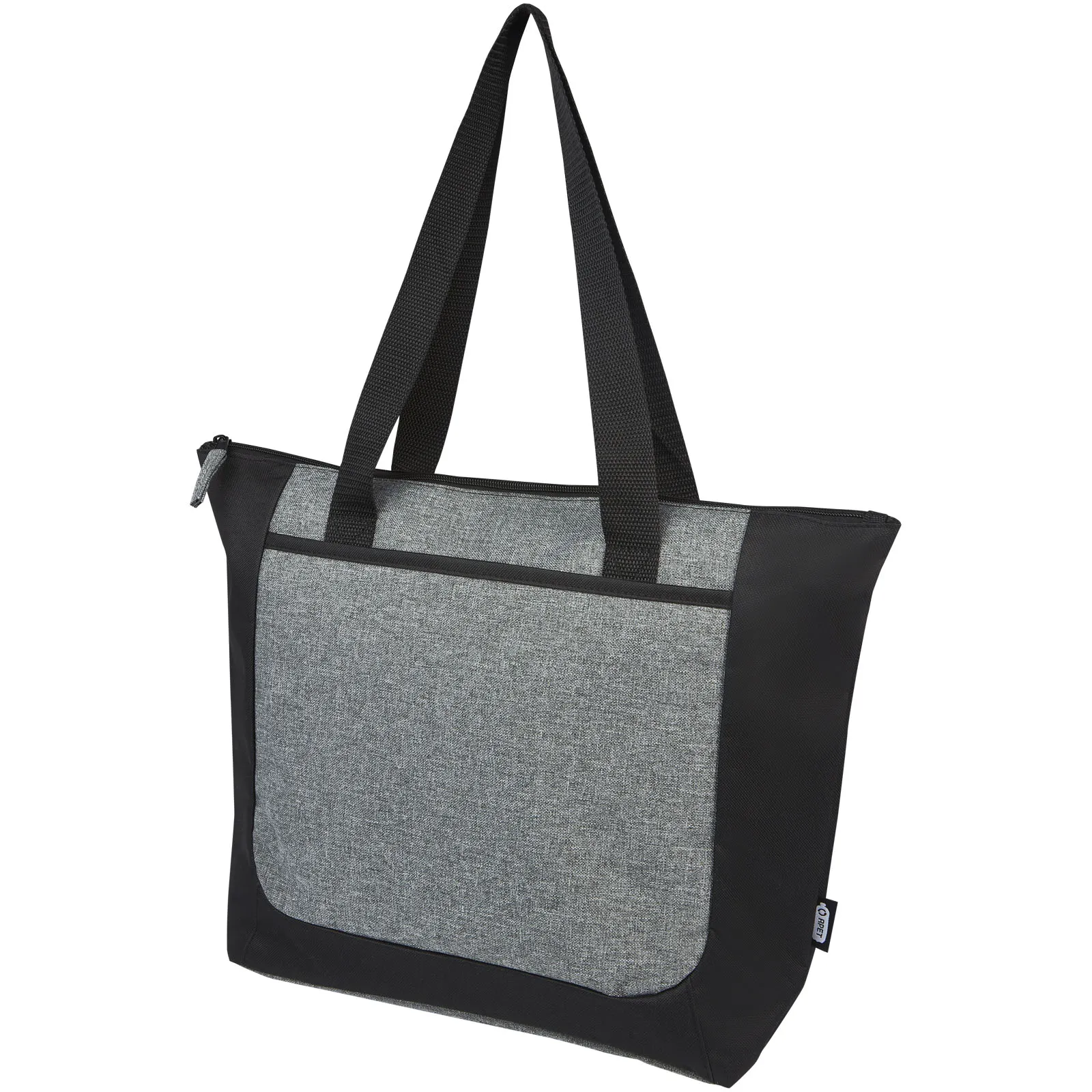 Reclaim GRS gerecyclede tweekleurige draagtas met rits 15 L Zwart