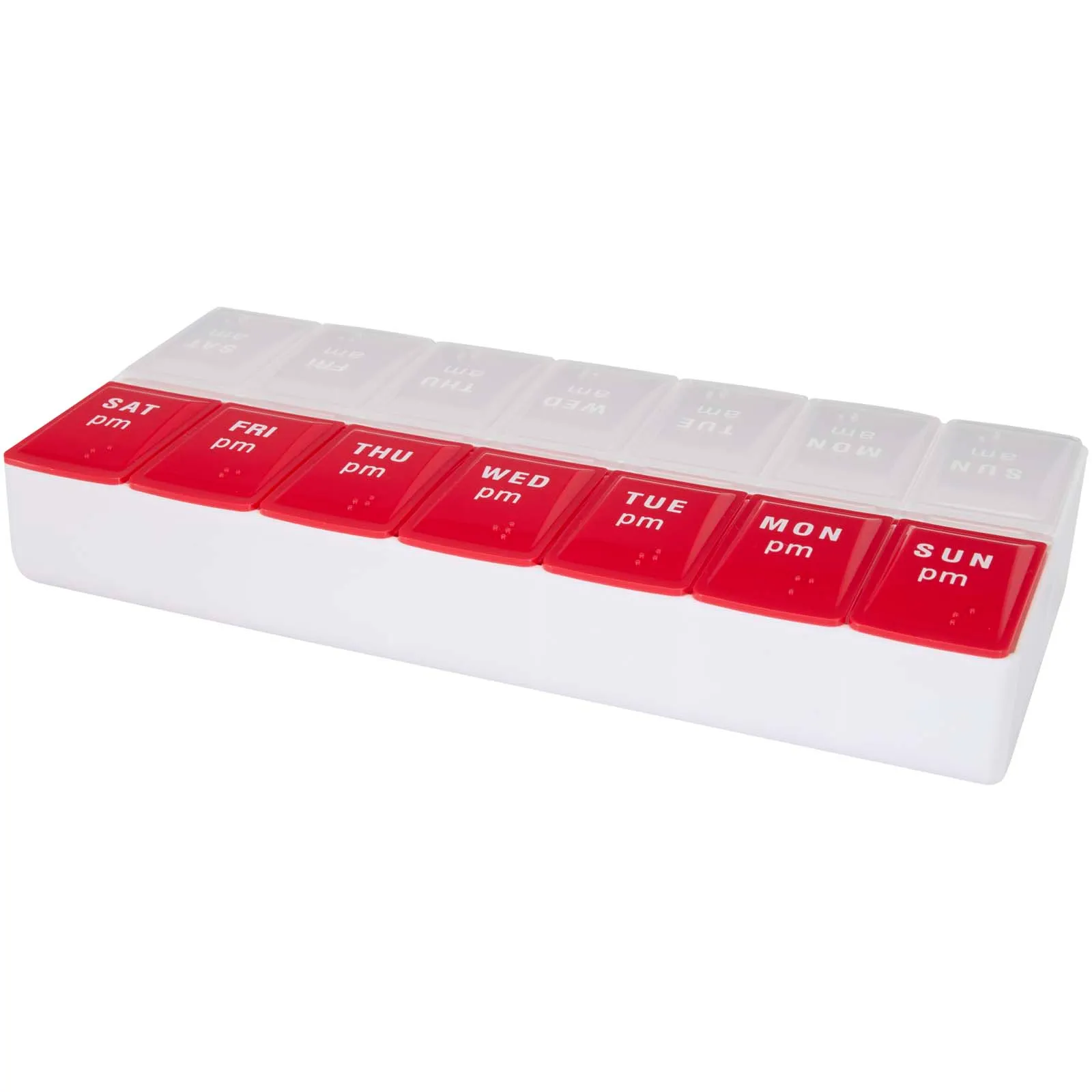 Cycle 7 daagse ochtend/avond organizer voor multivitaminen Rood