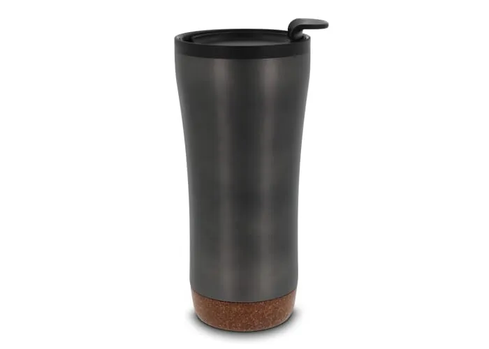 Dubbelwandige thermobeker met kurk onderzijde 480ml Donker gun metal