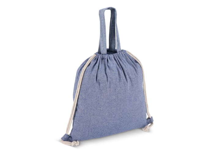 Drawstring rugzak gerecycled katoen 140g/m² 38x42cm Blauw