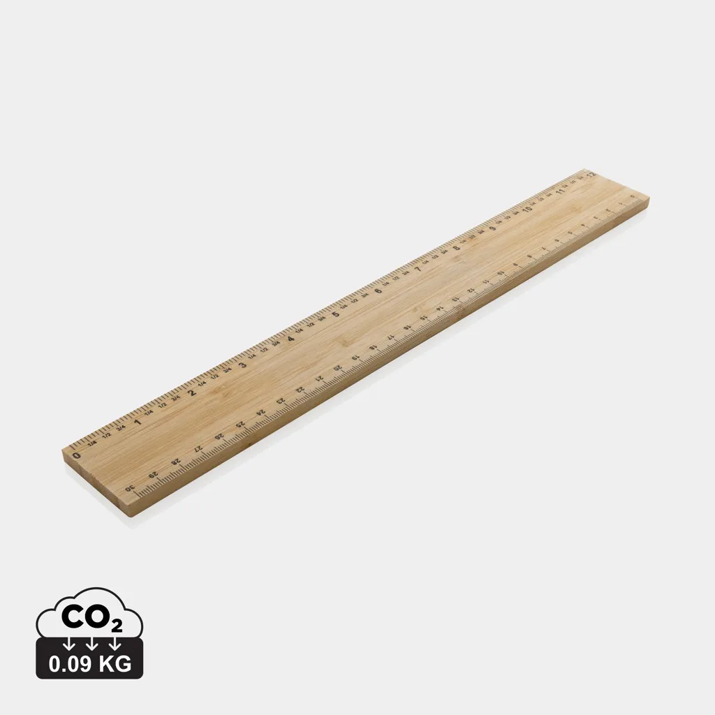 Timberson extra dikke 30cm dubbelzijdige bamboe liniaal bruin