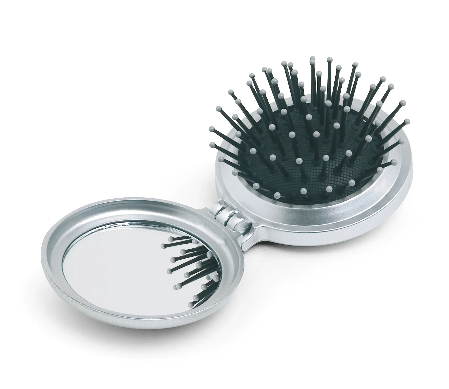 Opvouwbare borstel met spiegel Zilver