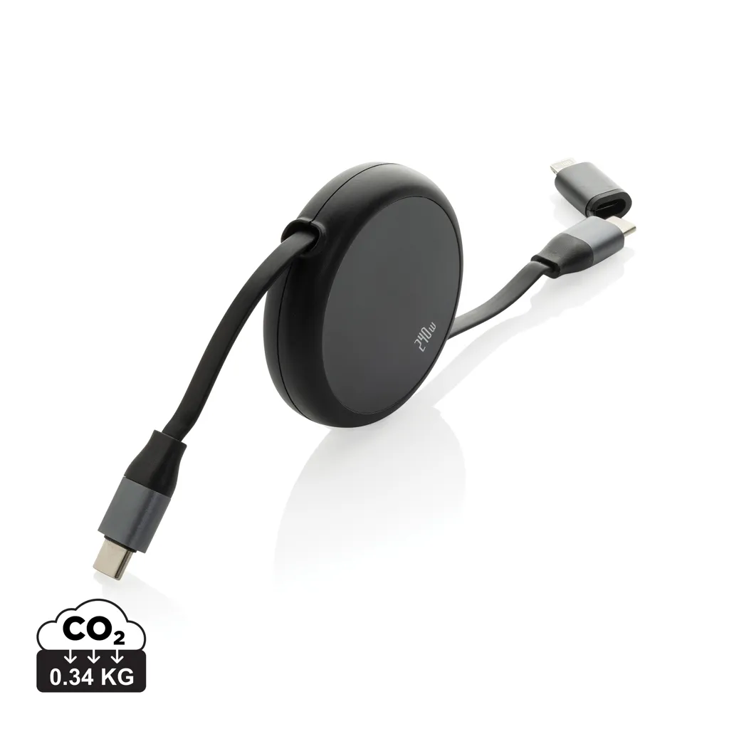 Terra recycled aluminum uittrekbare 240W kabel zwart