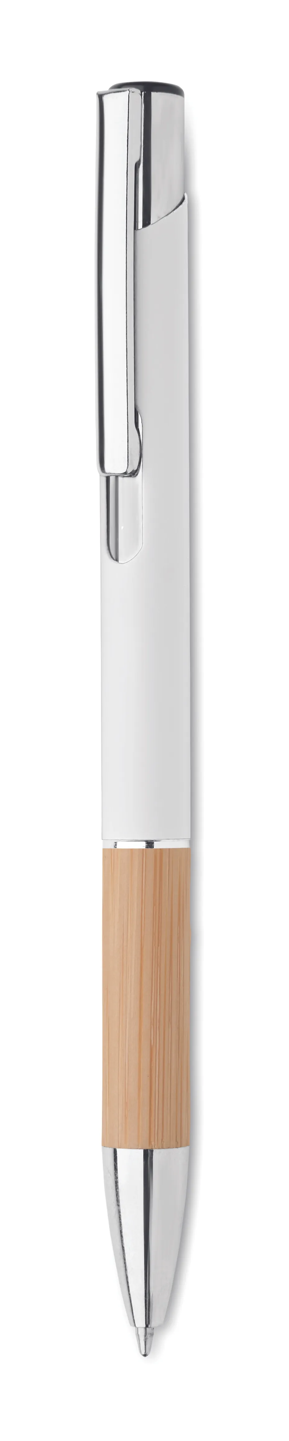 Pen van aluminium & Bamboe Wit