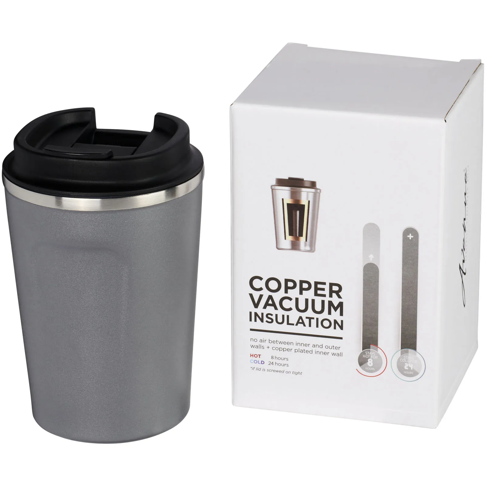 Thor 360 ml lekvrije koper vacuüm geïsoleerde drinkfles Grijs