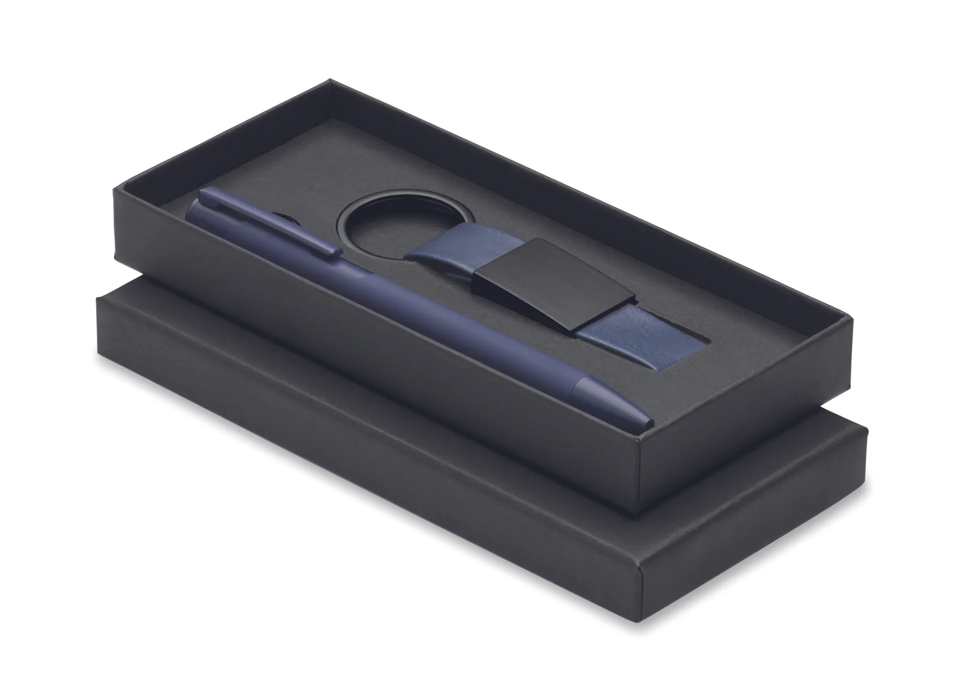 Balpen en sleutelhangerset PU Blauw