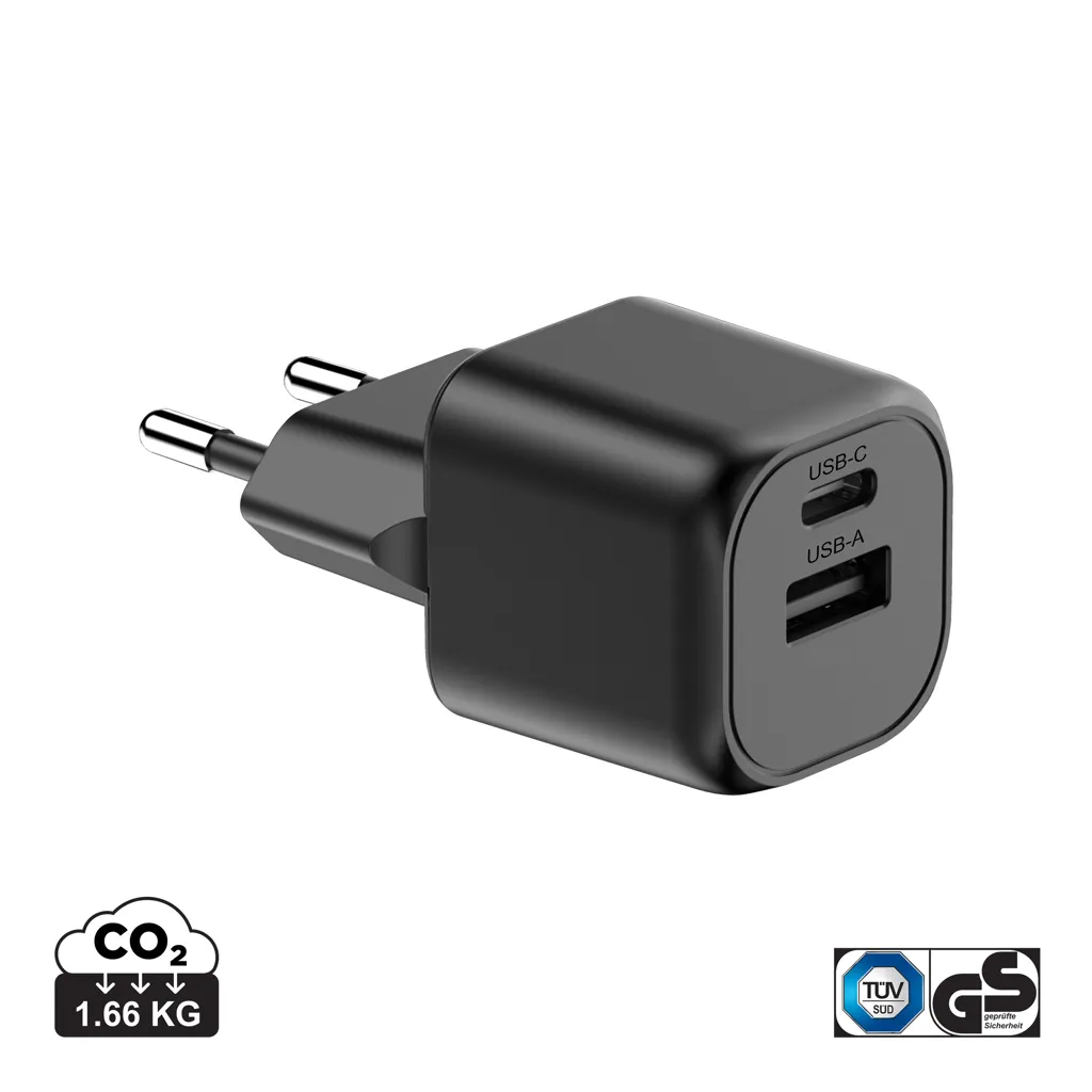 Urban Vitamin Monterey RCS recycled plastic 20W GAN oplader zwart