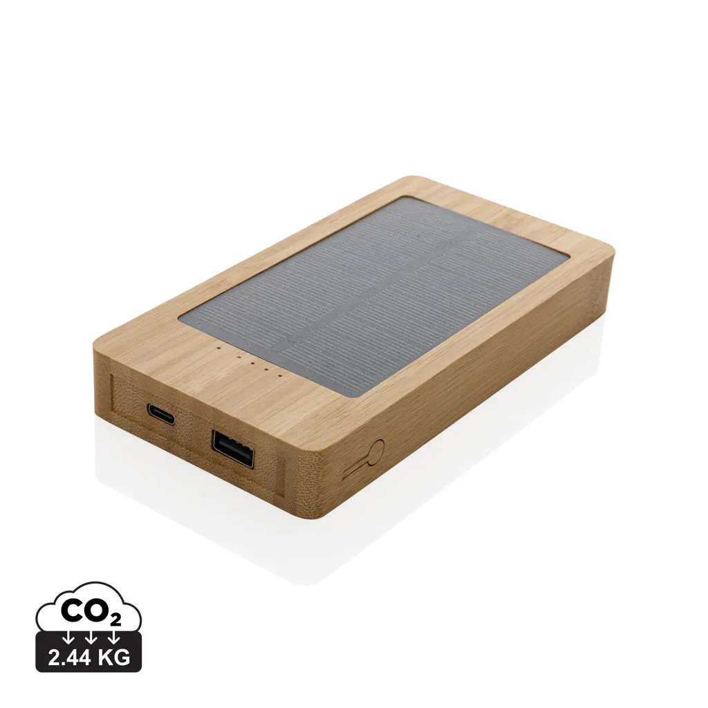 Sunwick 10.000 mAh bamboe solar powerbank bruin