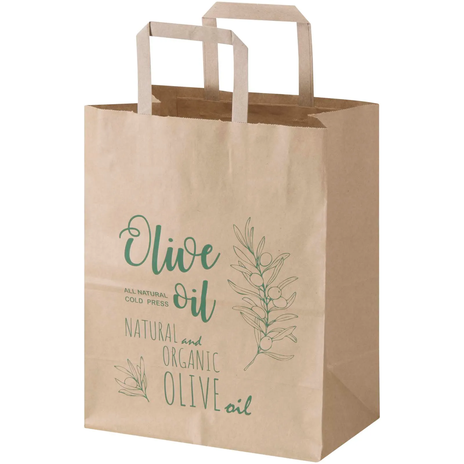 Kraft papieren tas 80 g/m² met platte handvatten – 25 x 15 x 32 cm Kraftbruin