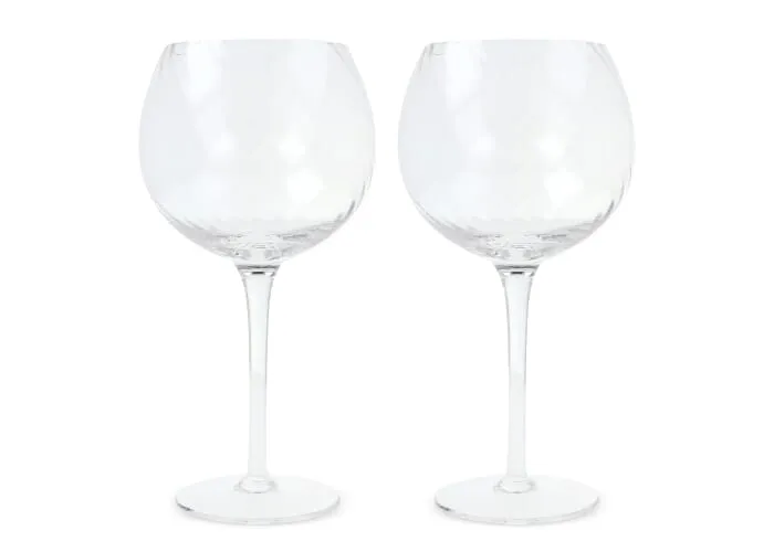 Byon Opacity set van 2 wijnglazen met stijlvol glaspatroon 470ml Transparant