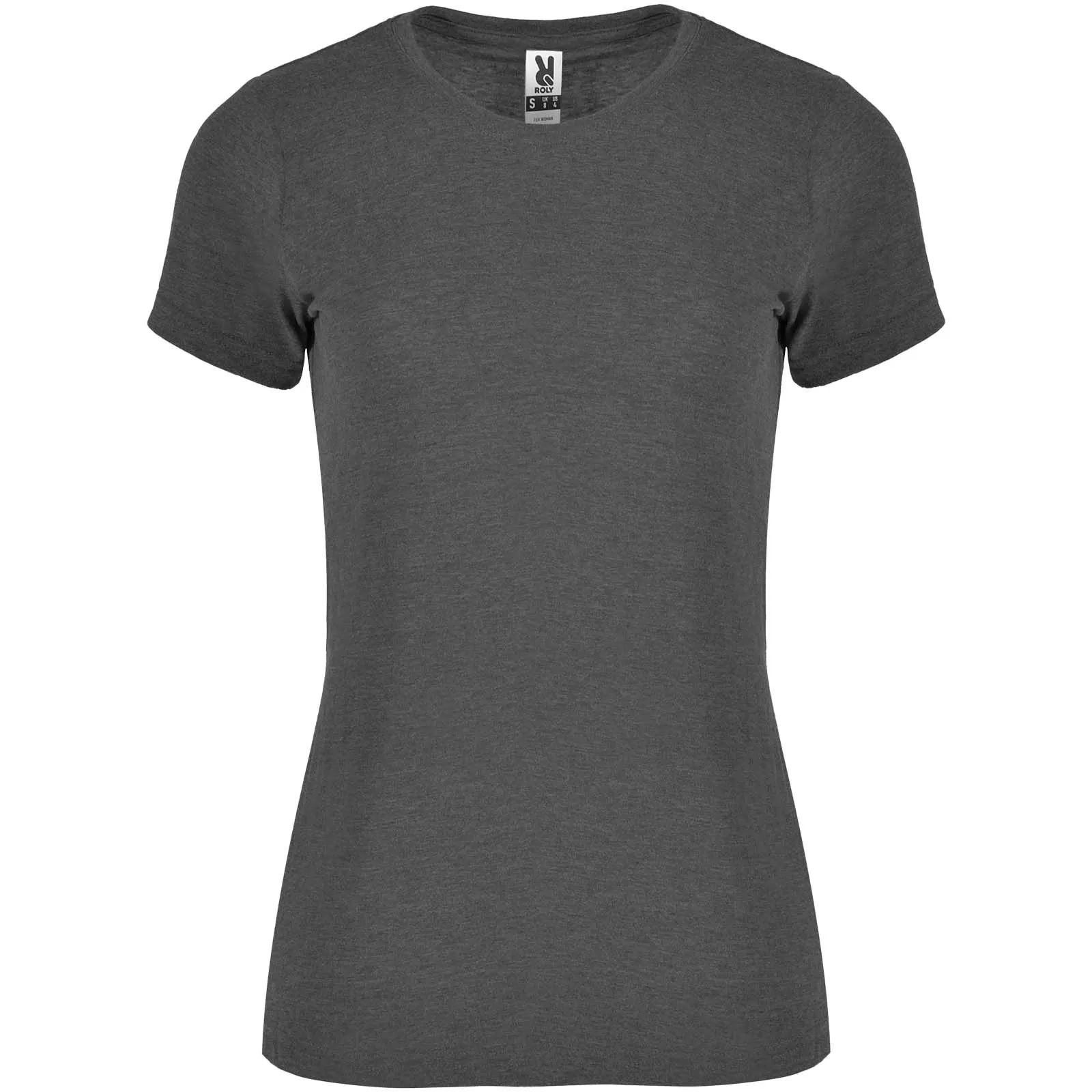 Fox 150 g/m² damesshirt met korte mouwen Gemêleerd zwart