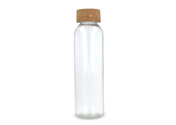 Gerecycled glazen fles met kurken dop 500ml Transparant