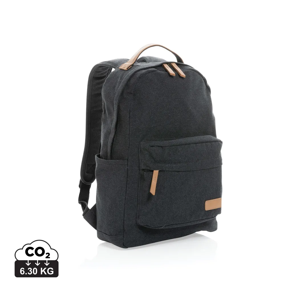 Impact AWARE™ 16 oz. recycled canvas laptop rugzak zwart