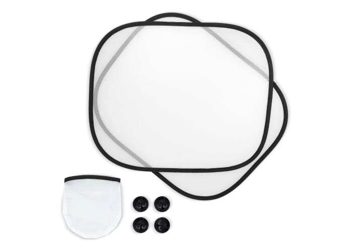 Zonnescherm voor autoraam, set van 2 in hoesje sublimatie Wit