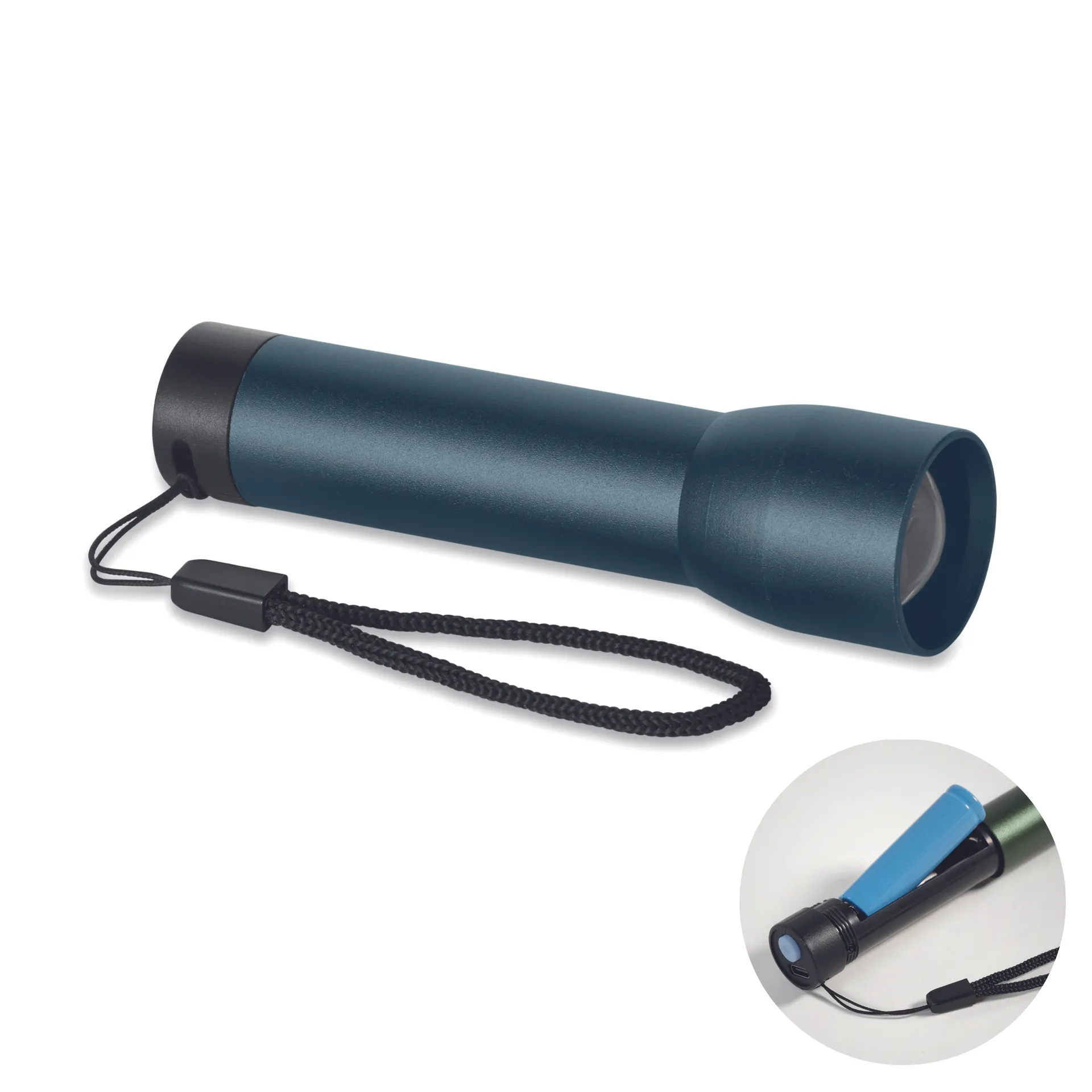 Aluminium oplaadbare zaklamp Marineblauw