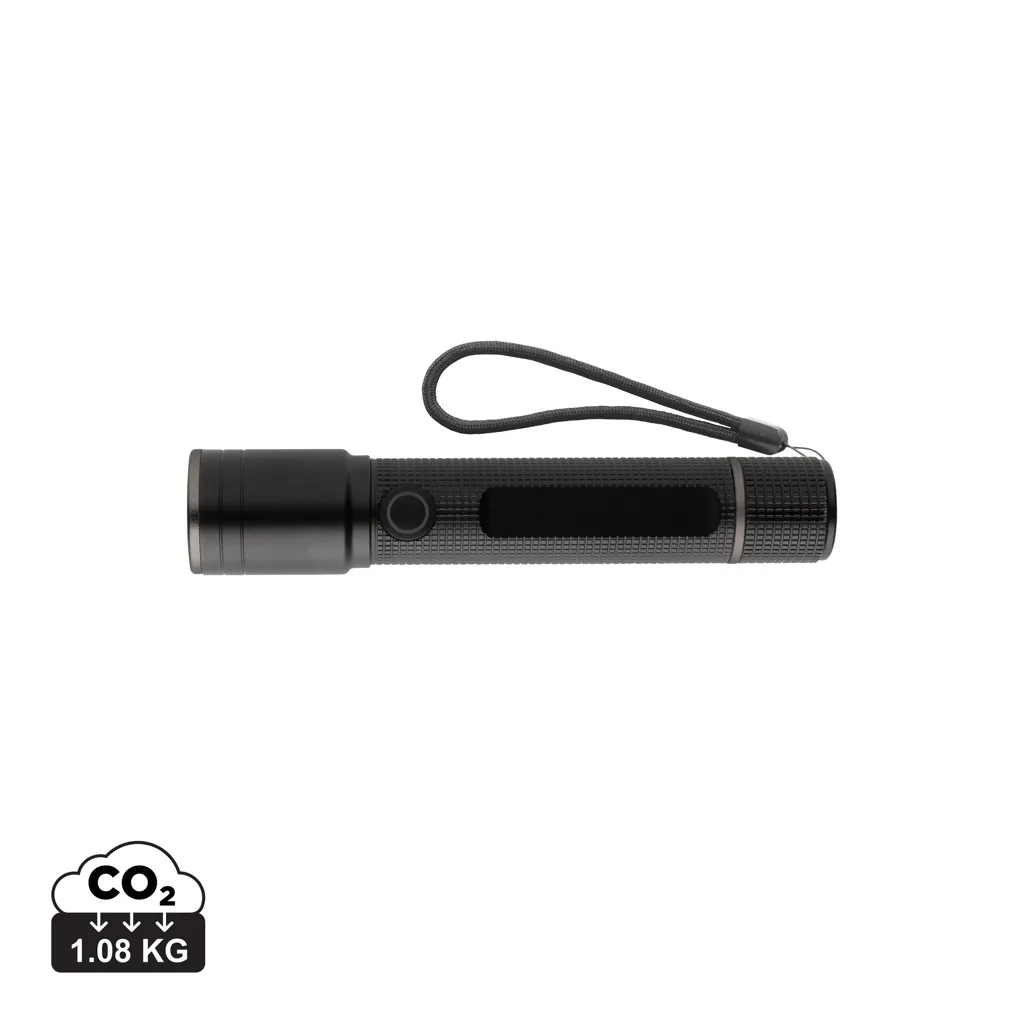 Gear X RCS gerecycled aluminium USB-oplaadbare zaklamp zwart
