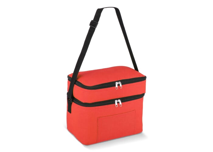 R-PET 600D koeltas met dubbele compartimenten, 30 x 20 x 25 cm, 12L Rood