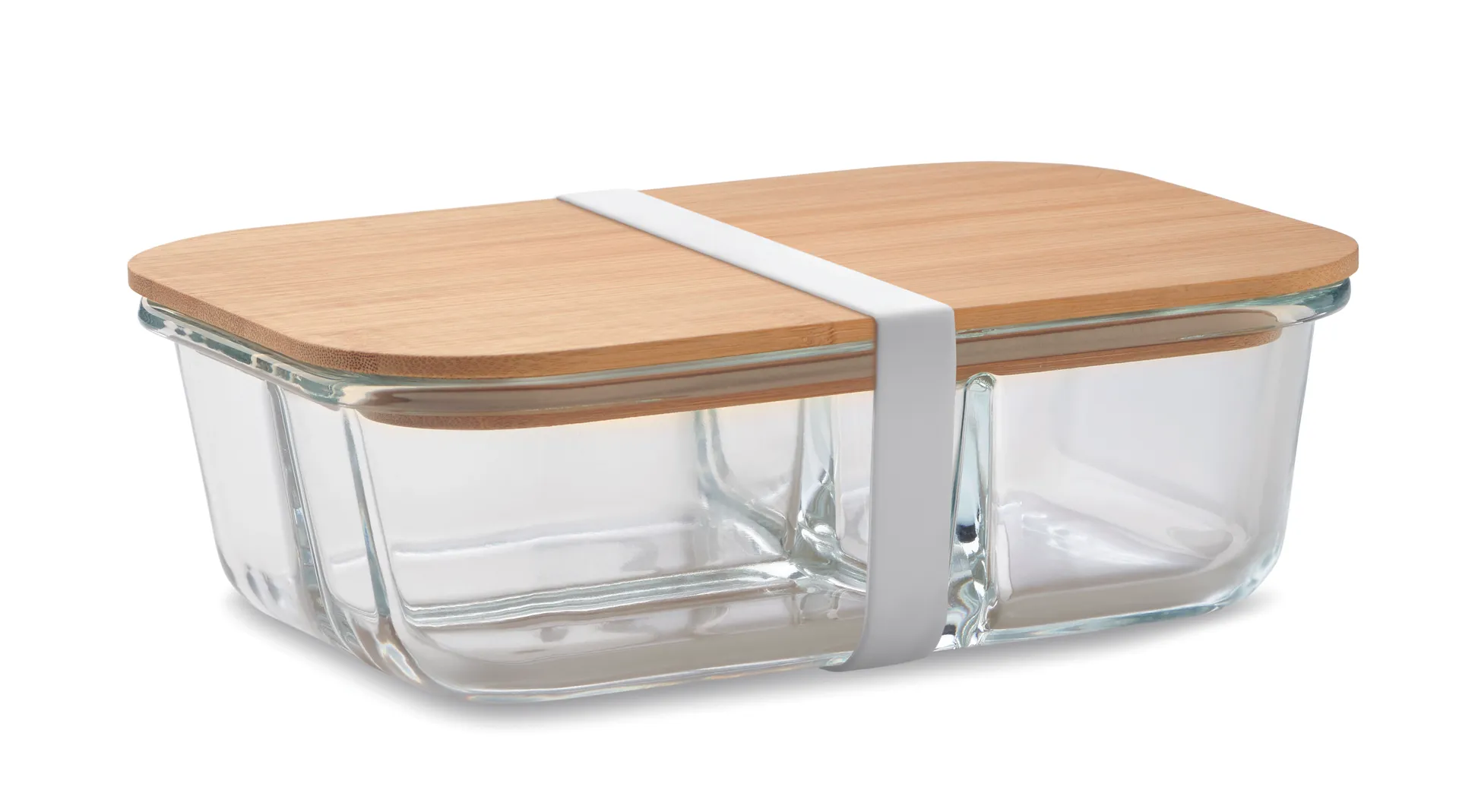 Glazen lunchbox bamboe deksel Transparant
