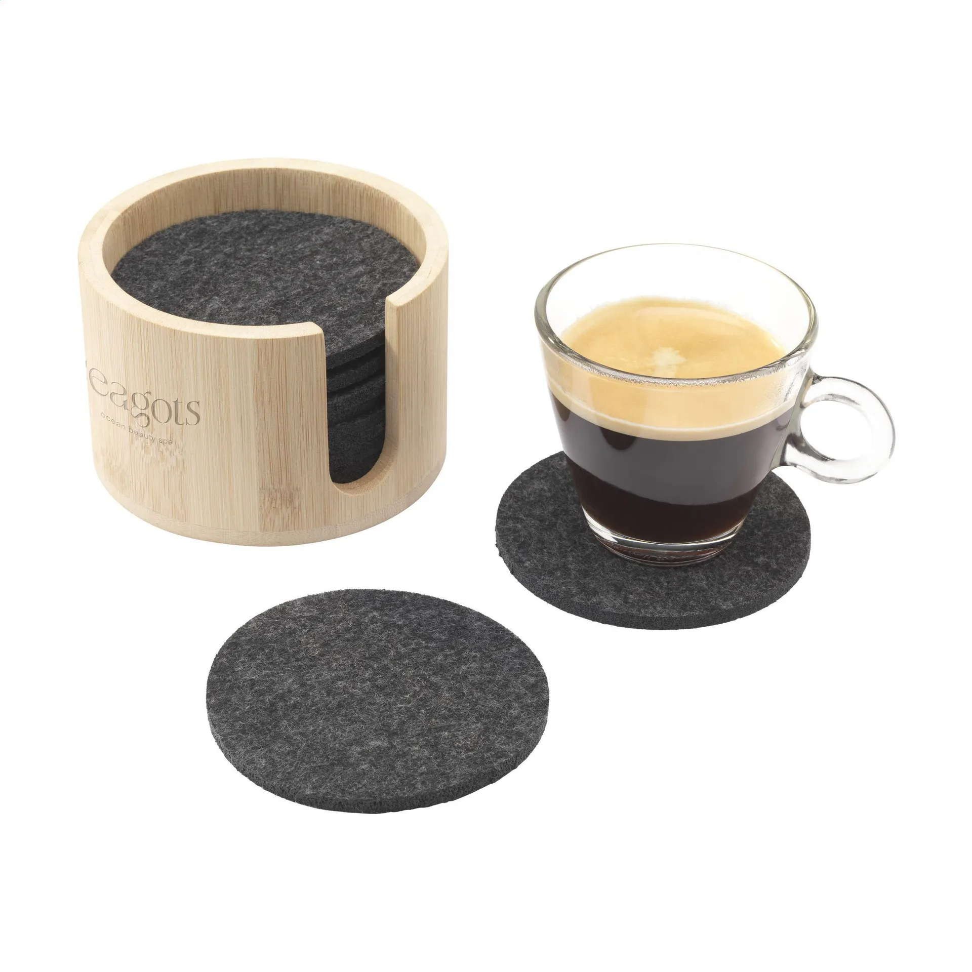 Cody Felt Coaster Set onderzetters bamboe