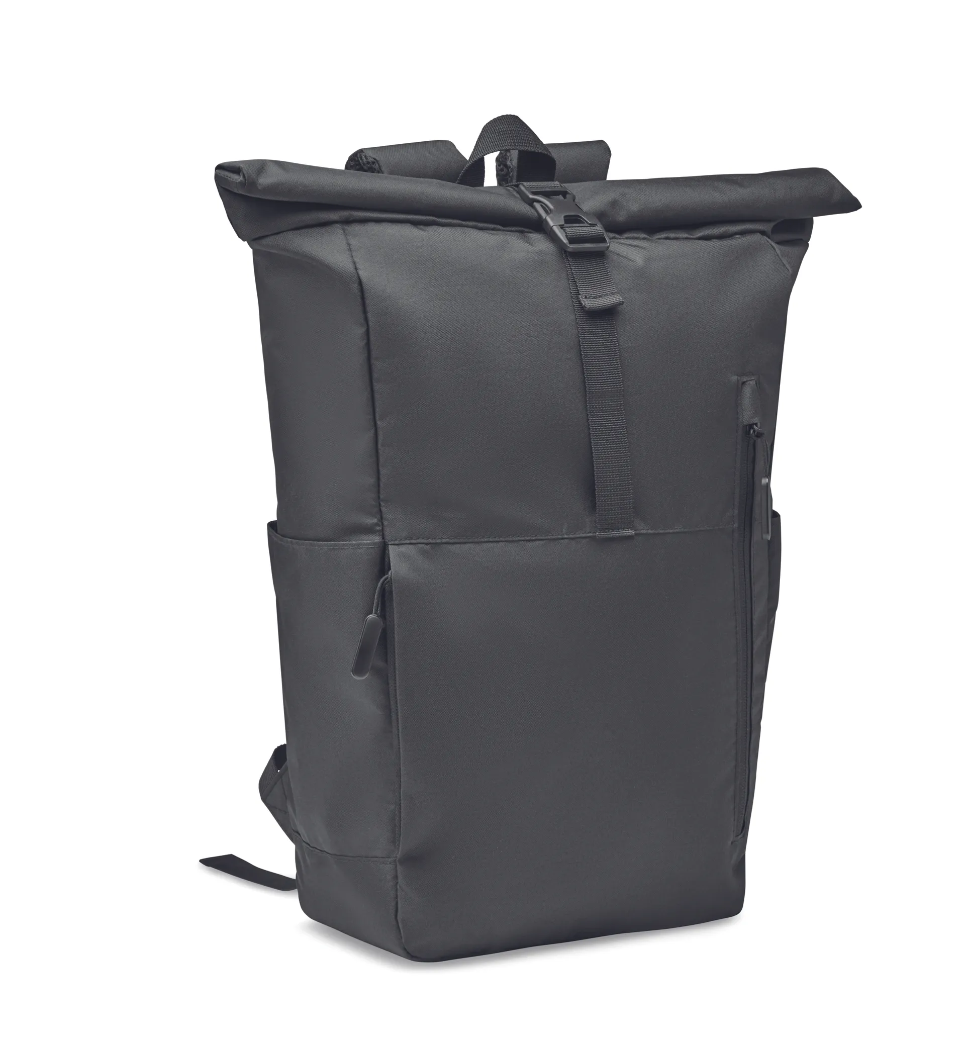 300D RPET rolltop rugzak Zwart