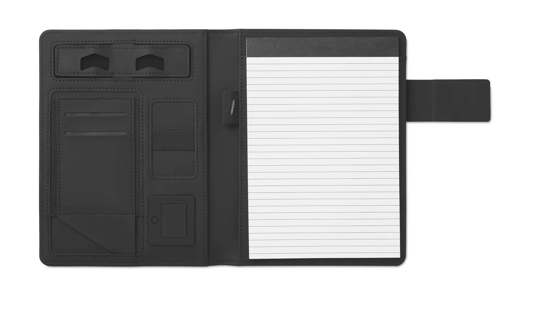 Powerbank schrijfmap A5 Zwart
