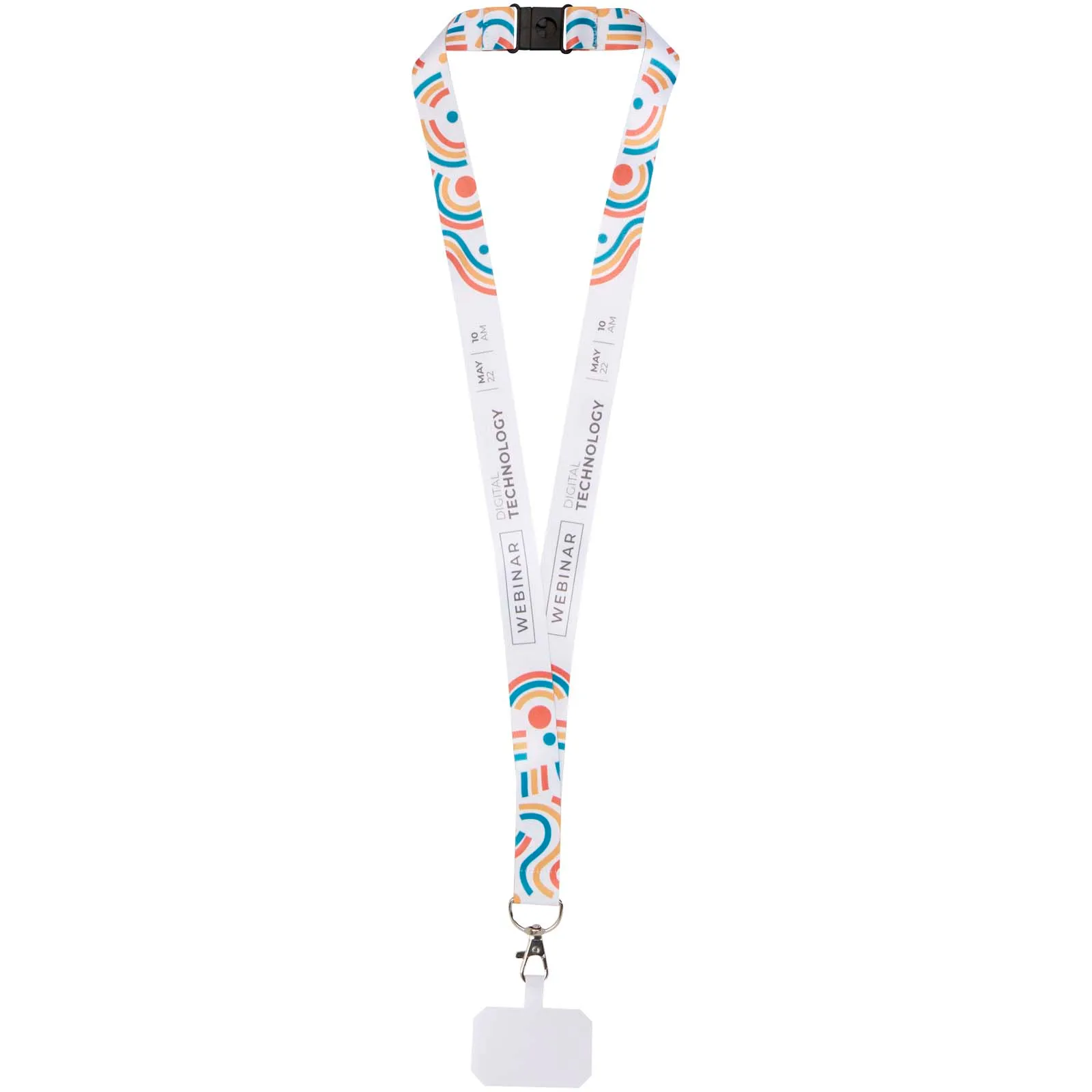 Addie sublimatie RPET-lanyard met telefoonhouder en veiligheidssluiting Zwart